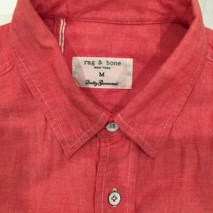 Rag & Bone Chambray Shirt Pink Medium Made in USA